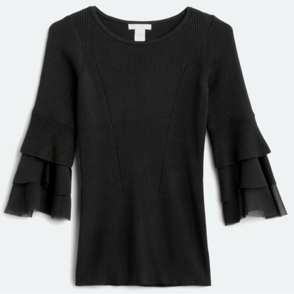 Design History Ethelda Ruffle Bell Sleeve sweater